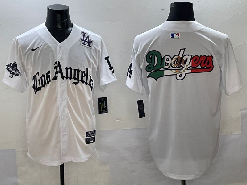 Men Los Angeles Dodgers Blank White Five generations Joint Name 2025 Nike MLB Jersey style 49->los angeles dodgers->MLB Jersey